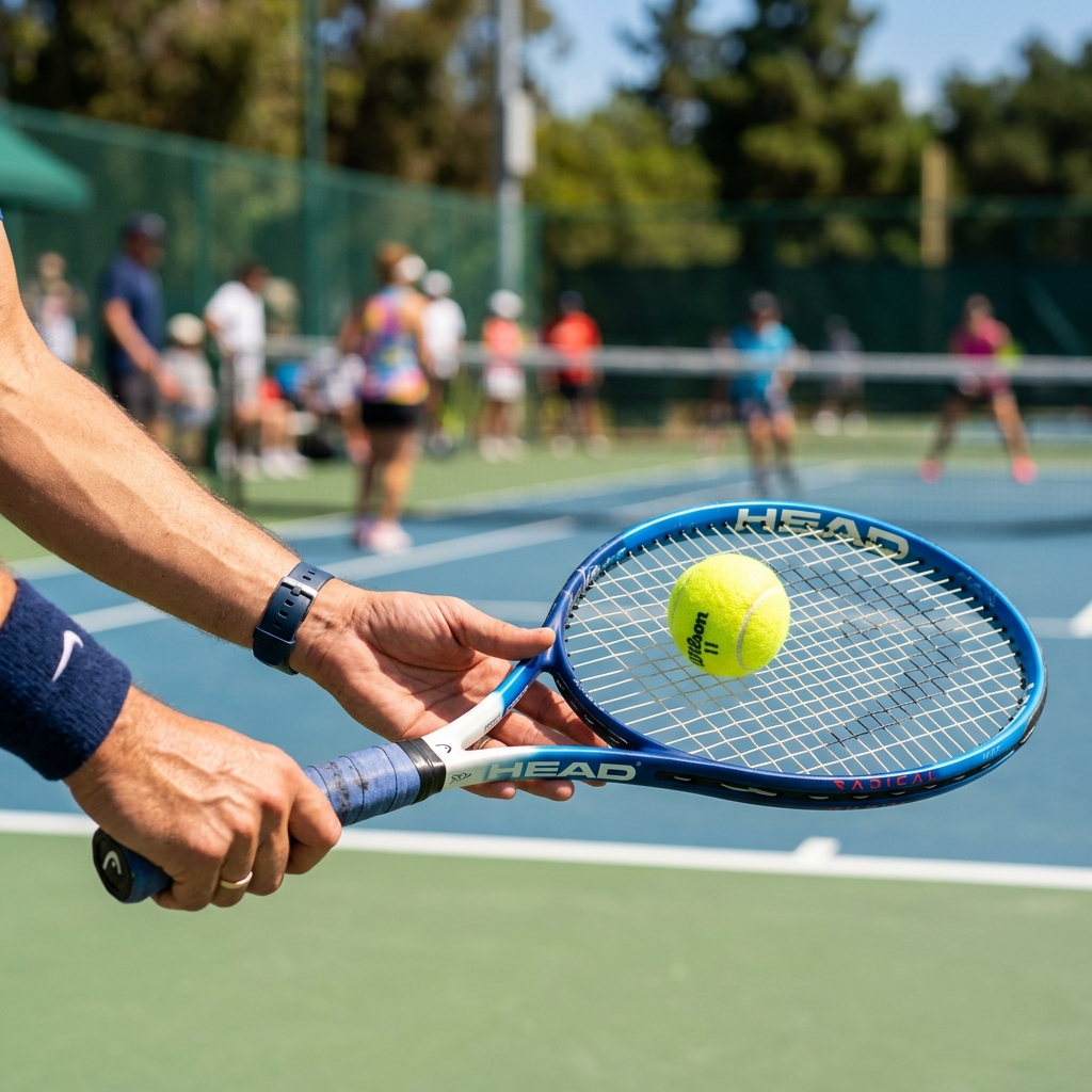 Action tennis racket shot